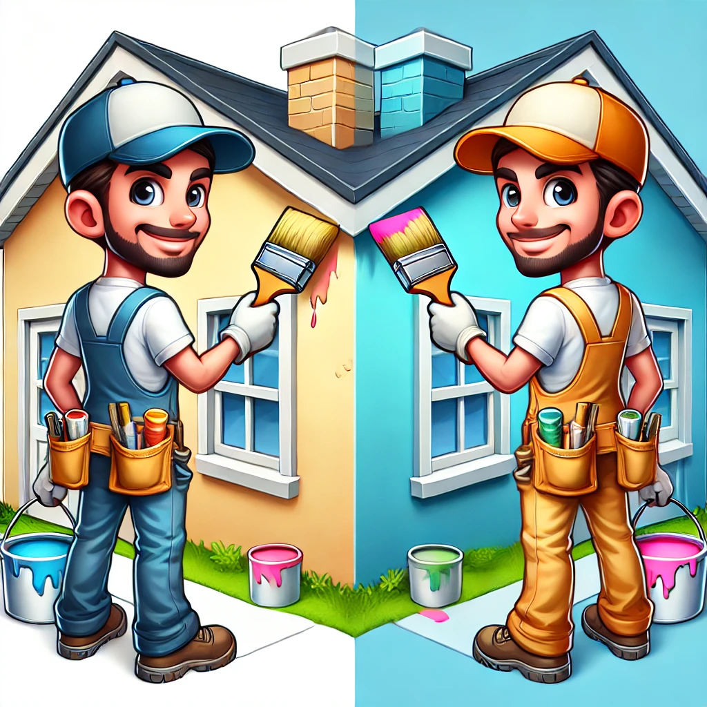 ProEaglesPainting technician painting a residential home - Professional residential painting services